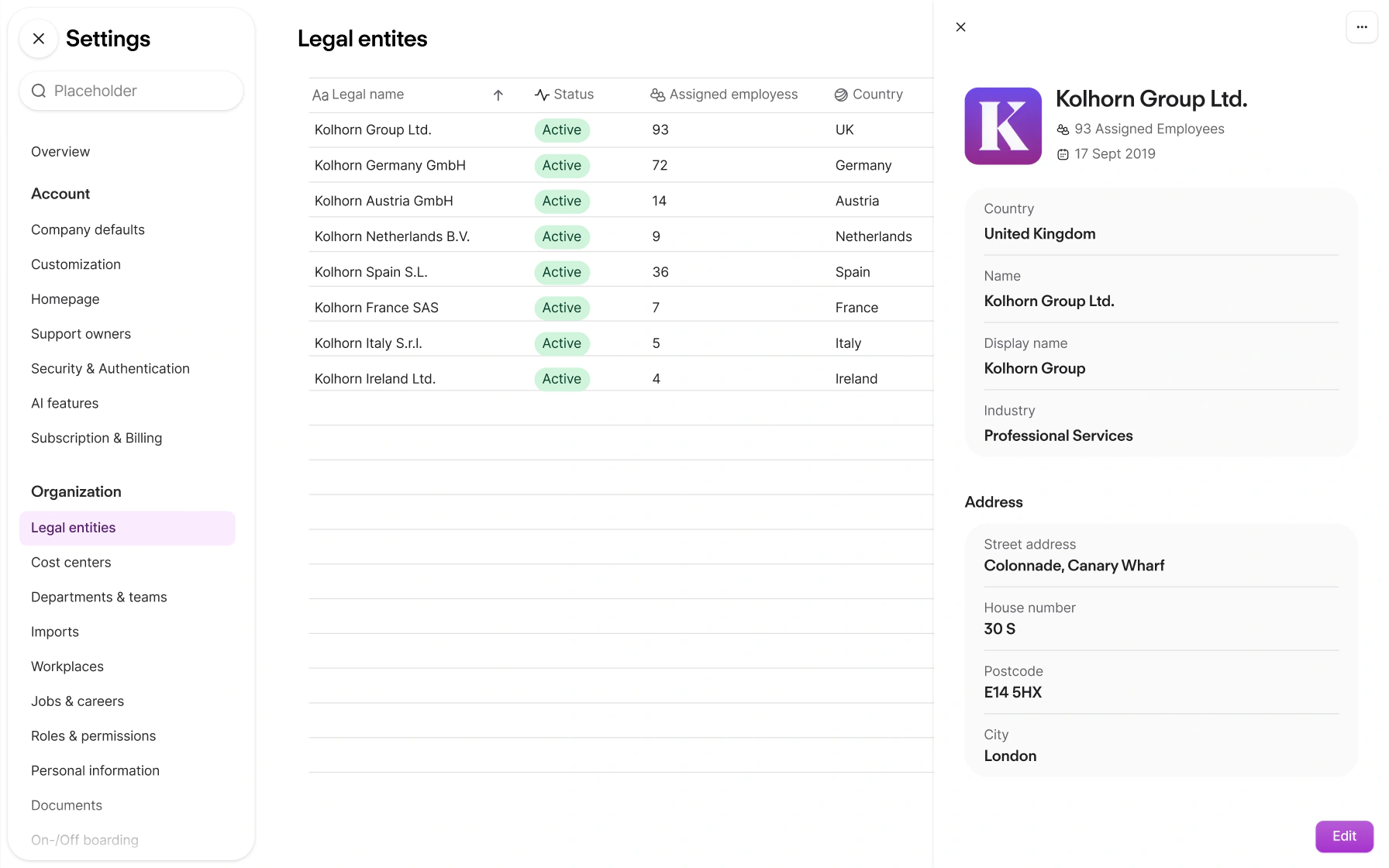 International & multi-entity product screenshot